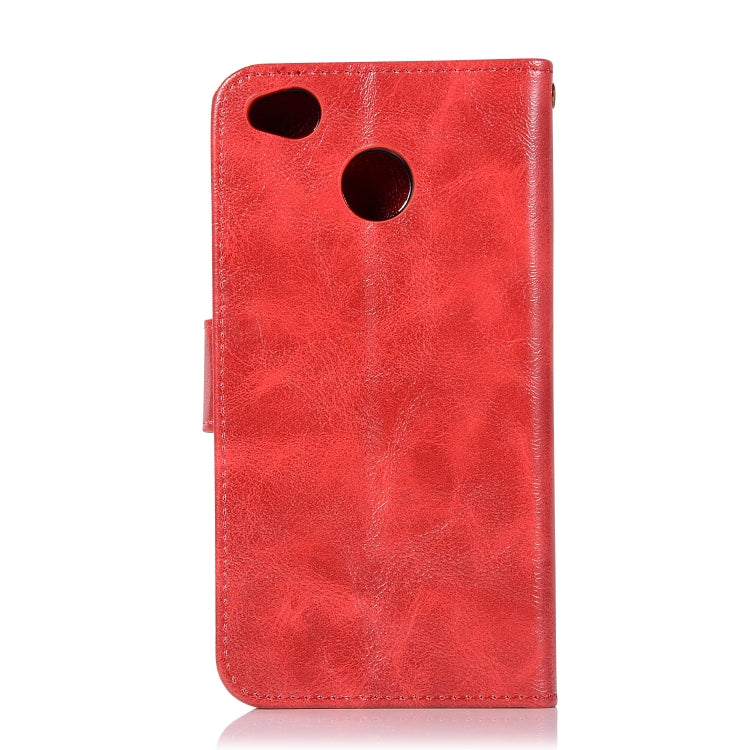 For Xiaomi Redmi 4X Retro Copper Button Crazy Horse Horizontal Flip PU Leather Case with Holder & Card Slots & Wallet & Lanyard