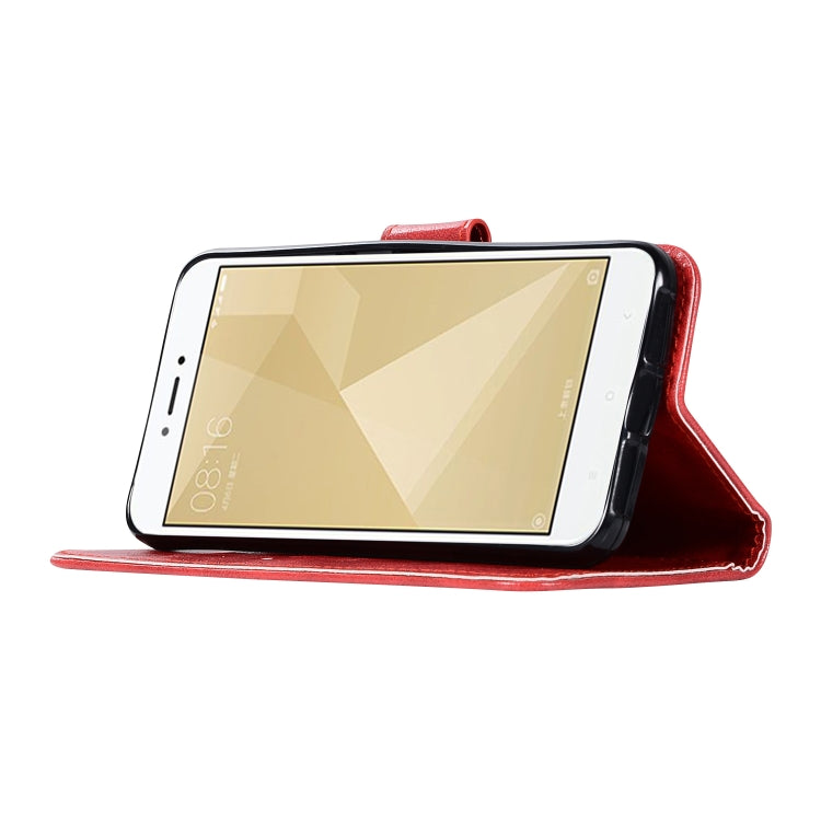 For Xiaomi Redmi 4X Retro Copper Button Crazy Horse Horizontal Flip PU Leather Case with Holder & Card Slots & Wallet & Lanyard