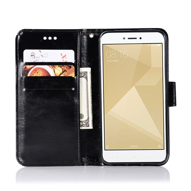 For Xiaomi Redmi 4X Retro Copper Button Crazy Horse Horizontal Flip PU Leather Case with Holder & Card Slots & Wallet & Lanyard