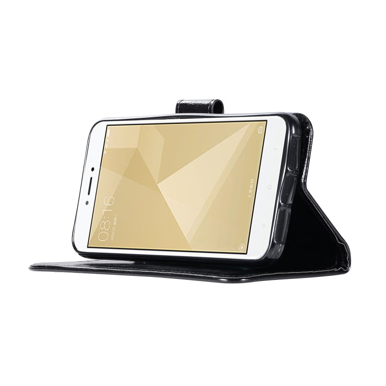 For Xiaomi Redmi 4X Retro Copper Button Crazy Horse Horizontal Flip PU Leather Case with Holder & Card Slots & Wallet & Lanyard