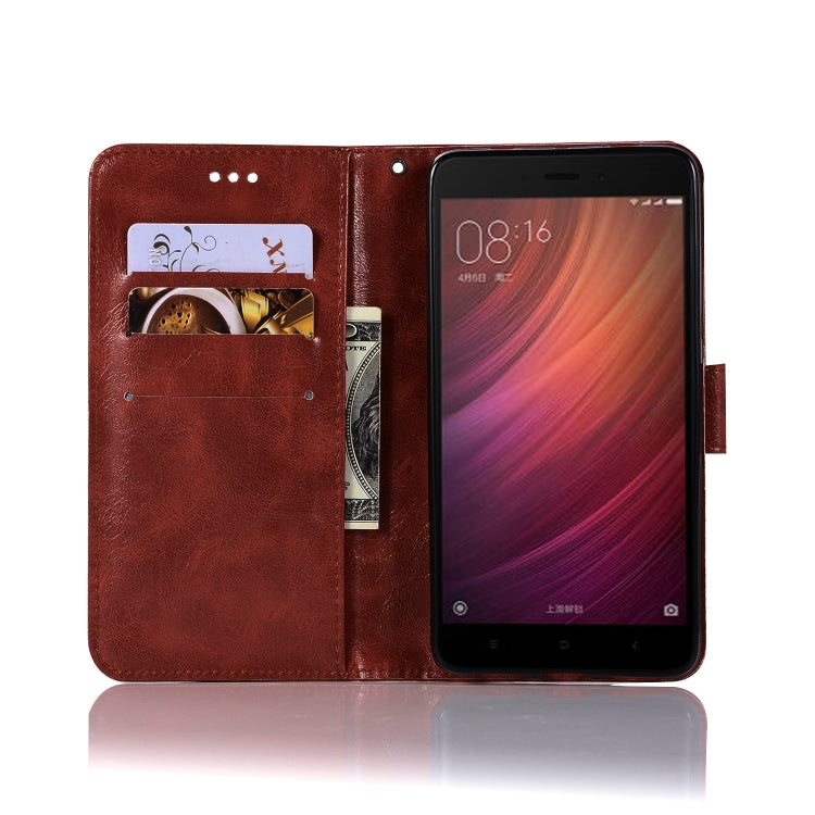 For Xiaomi Redmi Note 4 Retro Copper Button Crazy Horse Horizontal Flip PU Leather Case with Holder & Card Slots & Wallet & Lanyard