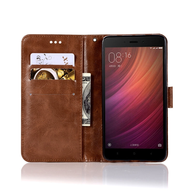 For Xiaomi Redmi Note 4 Retro Copper Button Crazy Horse Horizontal Flip PU Leather Case with Holder & Card Slots & Wallet & Lanyard