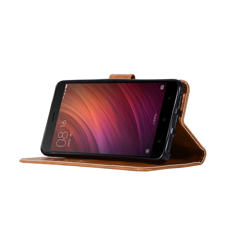 For Xiaomi Redmi Note 4 Retro Copper Button Crazy Horse Horizontal Flip PU Leather Case with Holder & Card Slots & Wallet & Lanyard