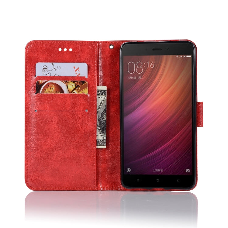 For Xiaomi Redmi Note 4 Retro Copper Button Crazy Horse Horizontal Flip PU Leather Case with Holder & Card Slots & Wallet & Lanyard