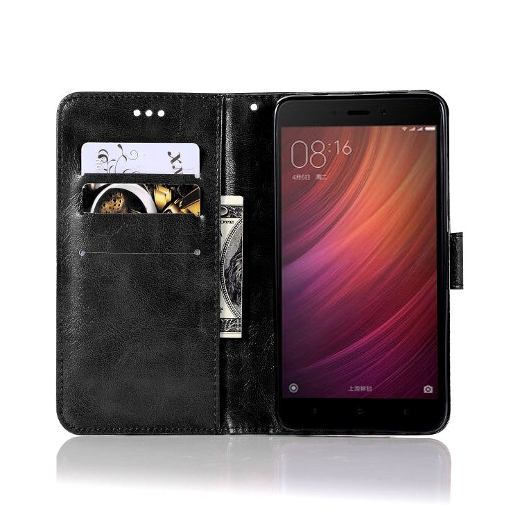 For Xiaomi Redmi Note 4 Retro Copper Button Crazy Horse Horizontal Flip PU Leather Case with Holder & Card Slots & Wallet & Lanyard