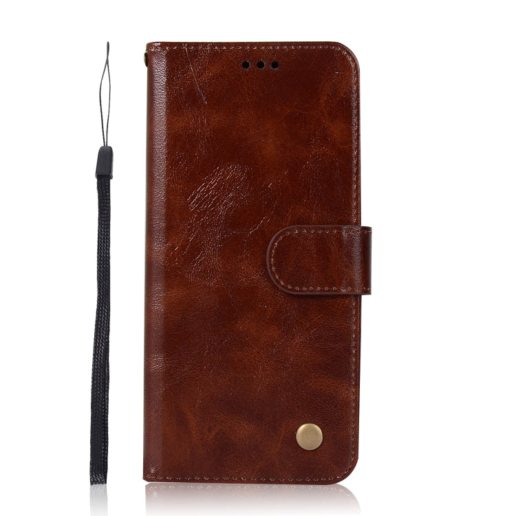 For Xiaomi Redmi 5 Retro Copper Button Crazy Horse Horizontal Flip PU Leather Case with Holder & Card Slots & Wallet & Lanyard