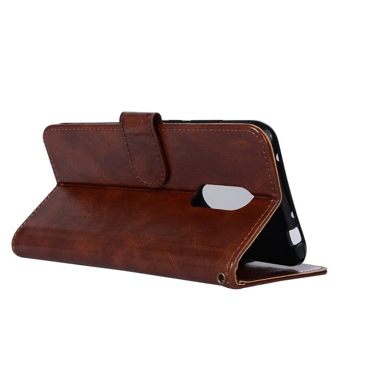 For Xiaomi Redmi 5 Retro Copper Button Crazy Horse Horizontal Flip PU Leather Case with Holder & Card Slots & Wallet & Lanyard