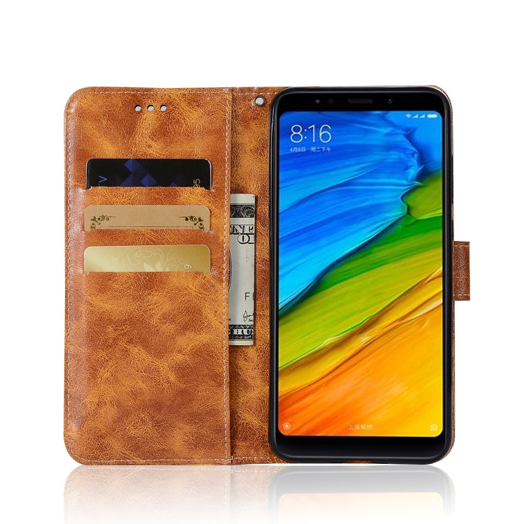 For Xiaomi Redmi 5 Retro Copper Button Crazy Horse Horizontal Flip PU Leather Case with Holder & Card Slots & Wallet & Lanyard