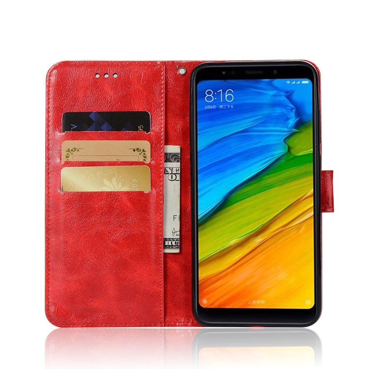 For Xiaomi Redmi 5 Retro Copper Button Crazy Horse Horizontal Flip PU Leather Case with Holder & Card Slots & Wallet & Lanyard