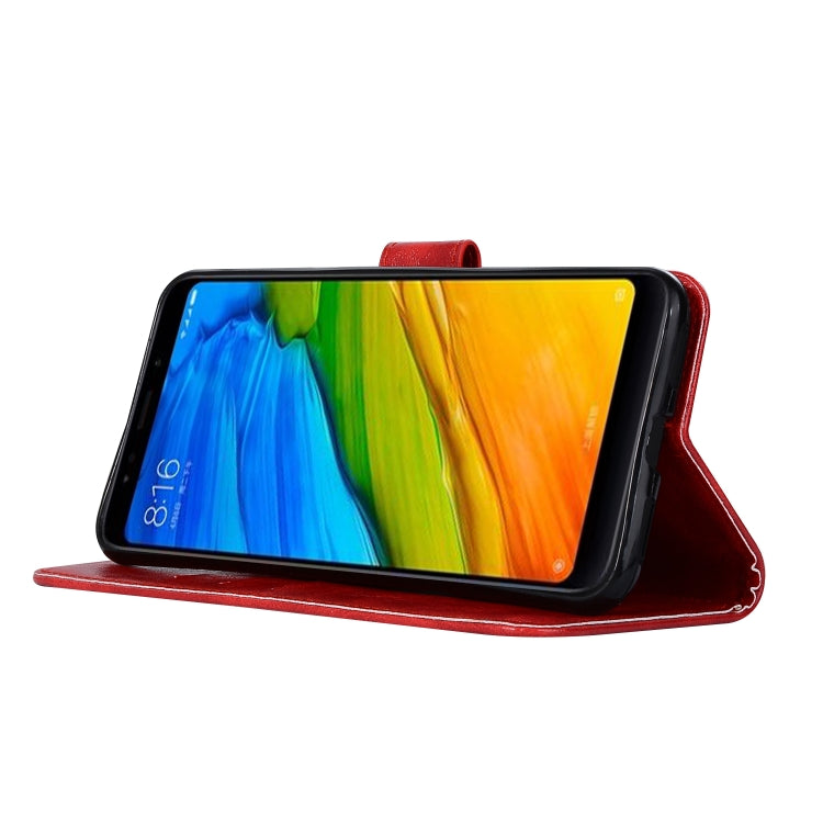 For Xiaomi Redmi 5 Retro Copper Button Crazy Horse Horizontal Flip PU Leather Case with Holder & Card Slots & Wallet & Lanyard