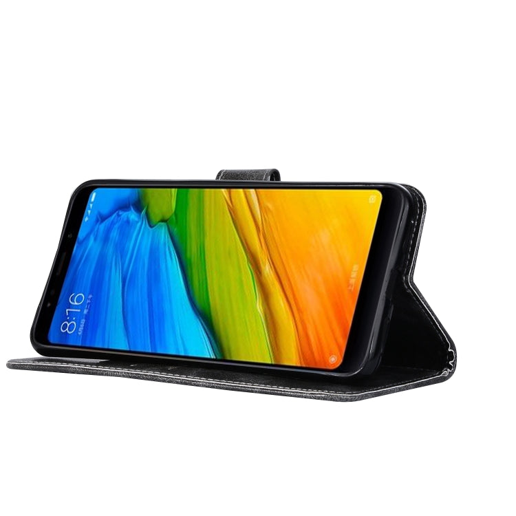 For Xiaomi Redmi 5 Plus Retro Copper Button Crazy Horse Horizontal Flip PU Leather Case with Holder & Card Slots & Wallet & Lanyard