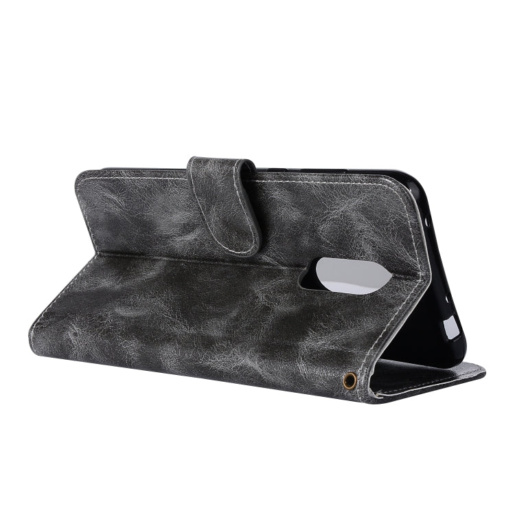 For Xiaomi Redmi 5 Plus Retro Copper Button Crazy Horse Horizontal Flip PU Leather Case with Holder & Card Slots & Wallet & Lanyard