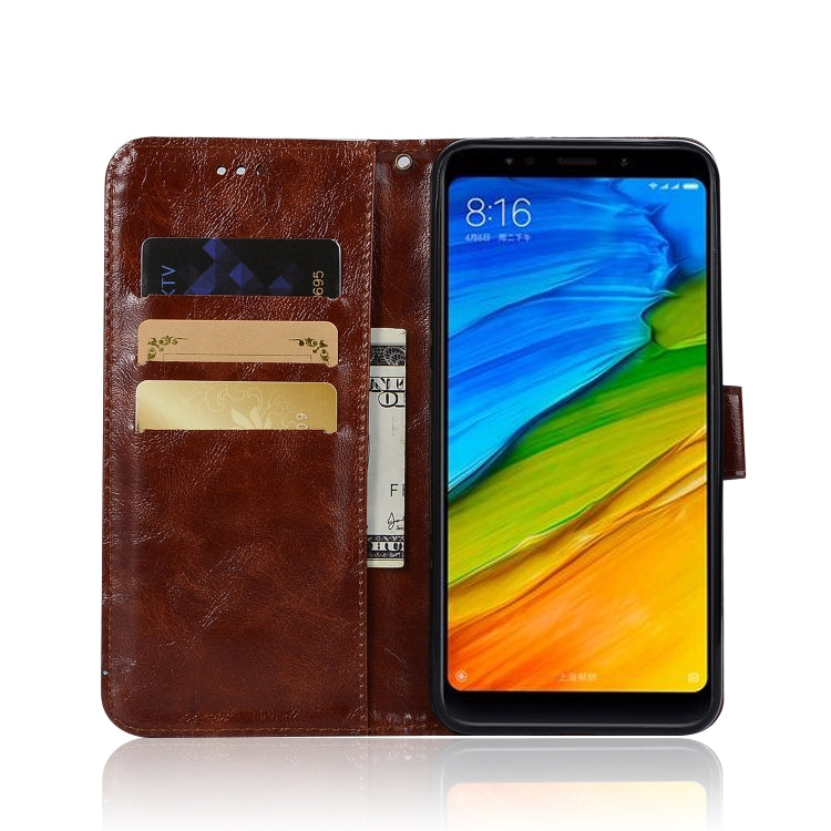 For Xiaomi Redmi 5 Plus Retro Copper Button Crazy Horse Horizontal Flip PU Leather Case with Holder & Card Slots & Wallet & Lanyard