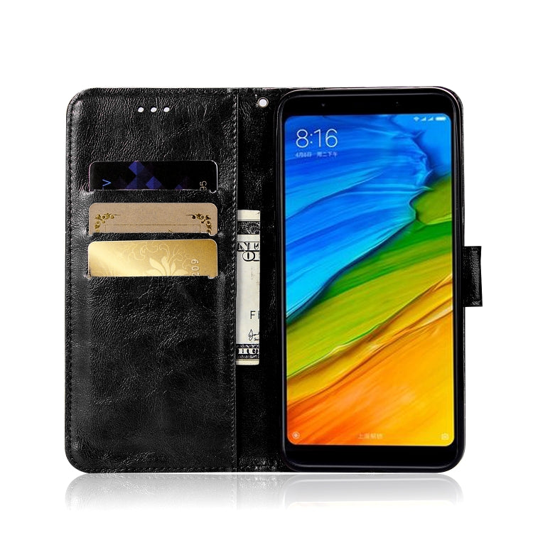 For Xiaomi Redmi 5 Plus Retro Copper Button Crazy Horse Horizontal Flip PU Leather Case with Holder & Card Slots & Wallet & Lanyard
