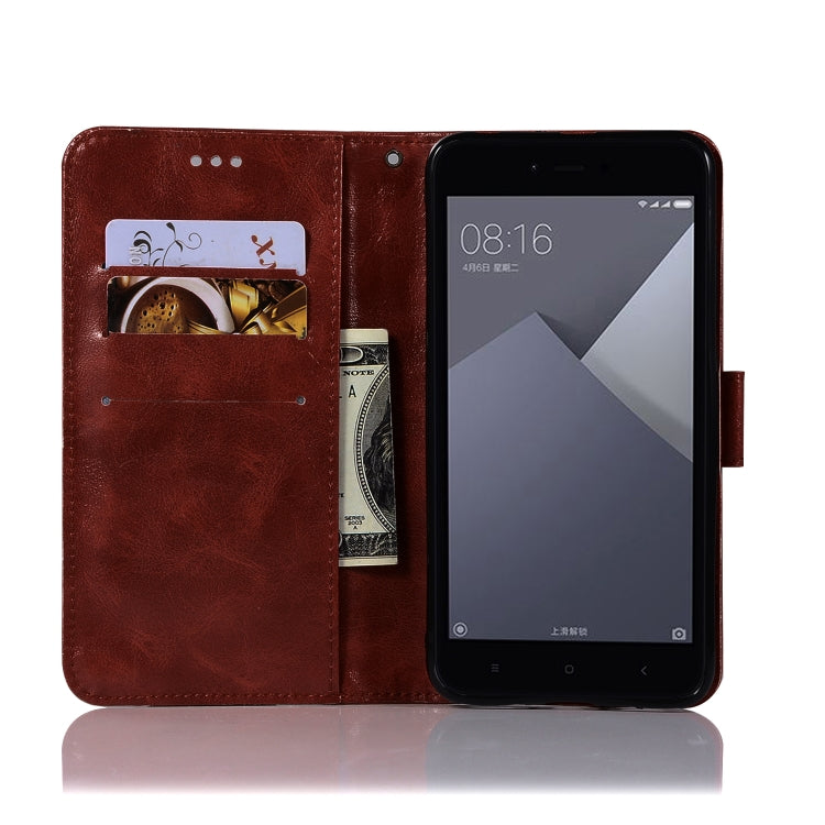 For Xiaomi Redmi Note 5A Retro Copper Button Crazy Horse Horizontal Flip PU Leather Case with Holder & Card Slots & Wallet & Lanyard