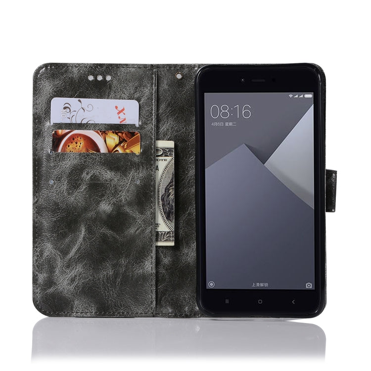 For Xiaomi Redmi Note 5A Retro Copper Button Crazy Horse Horizontal Flip PU Leather Case with Holder & Card Slots & Wallet & Lanyard