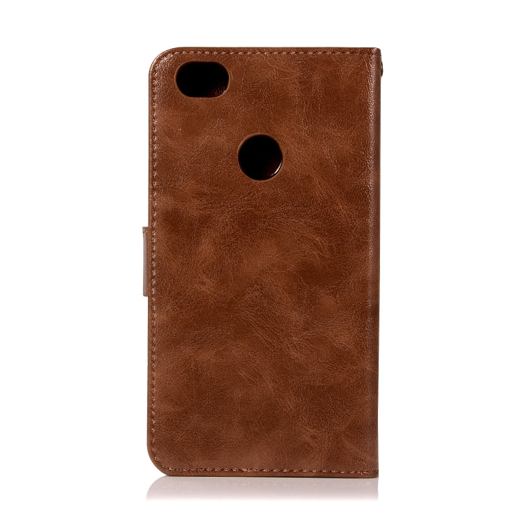 For Xiaomi Redmi Note 5A Retro Copper Button Crazy Horse Horizontal Flip PU Leather Case with Holder & Card Slots & Wallet & Lanyard