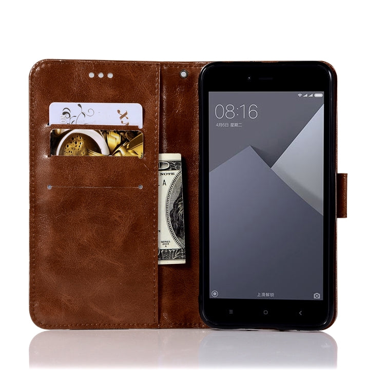 For Xiaomi Redmi Note 5A Retro Copper Button Crazy Horse Horizontal Flip PU Leather Case with Holder & Card Slots & Wallet & Lanyard