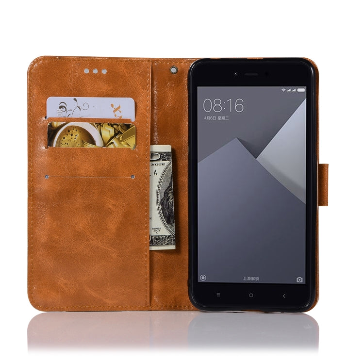 For Xiaomi Redmi Note 5A Retro Copper Button Crazy Horse Horizontal Flip PU Leather Case with Holder & Card Slots & Wallet & Lanyard