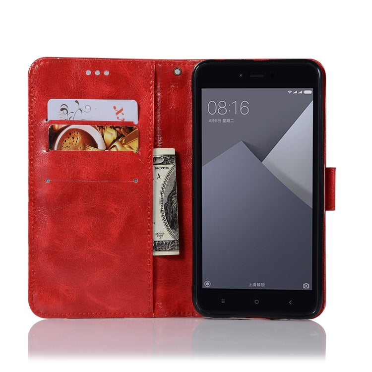 For Xiaomi Redmi Note 5A Retro Copper Button Crazy Horse Horizontal Flip PU Leather Case with Holder & Card Slots & Wallet & Lanyard