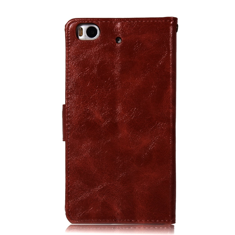 For Xiaomi Mi 5S Retro Copper Button Crazy Horse Horizontal Flip PU Leather Case with Holder & Card Slots & Wallet & Lanyard