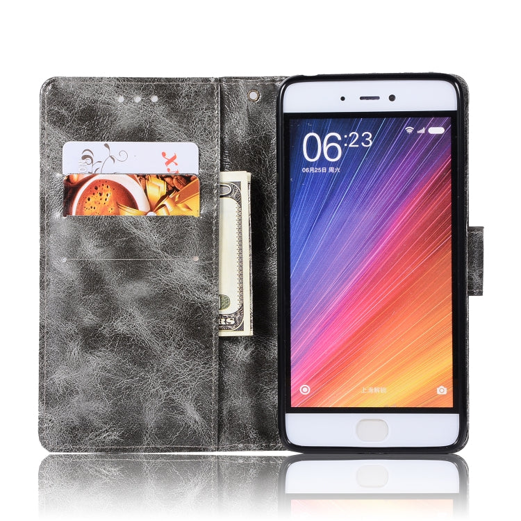 For Xiaomi Mi 5S Retro Copper Button Crazy Horse Horizontal Flip PU Leather Case with Holder & Card Slots & Wallet & Lanyard