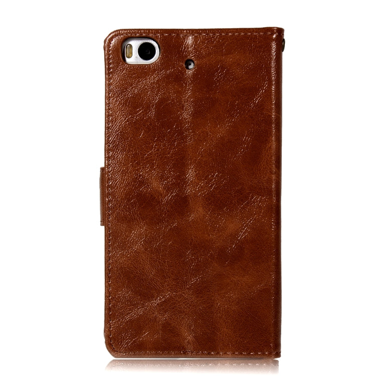 For Xiaomi Mi 5S Retro Copper Button Crazy Horse Horizontal Flip PU Leather Case with Holder & Card Slots & Wallet & Lanyard