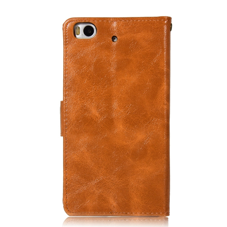 For Xiaomi Mi 5S Retro Copper Button Crazy Horse Horizontal Flip PU Leather Case with Holder & Card Slots & Wallet & Lanyard
