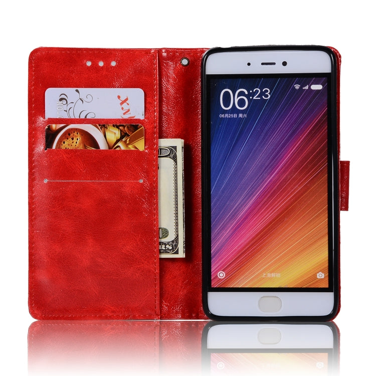For Xiaomi Mi 5S Retro Copper Button Crazy Horse Horizontal Flip PU Leather Case with Holder & Card Slots & Wallet & Lanyard