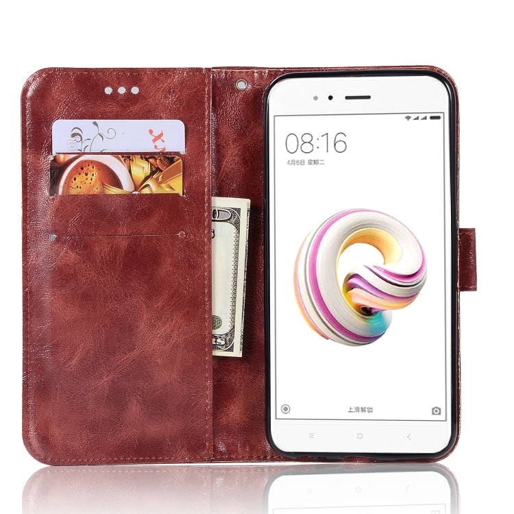 For Xiaomi Mi 5X Retro Copper Button Crazy Horse Horizontal Flip PU Leather Case with Holder & Card Slots & Wallet & Lanyard