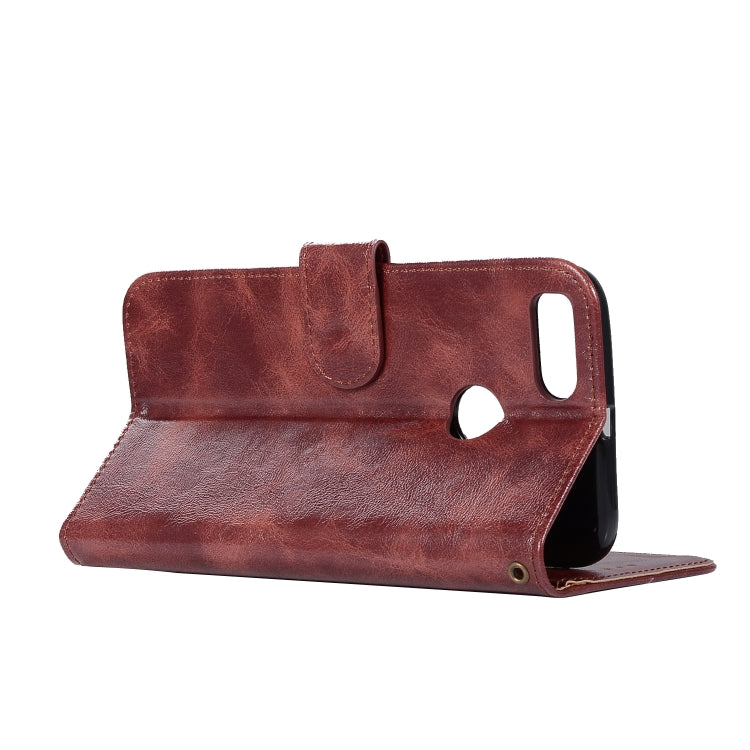 For Xiaomi Mi 5X Retro Copper Button Crazy Horse Horizontal Flip PU Leather Case with Holder & Card Slots & Wallet & Lanyard