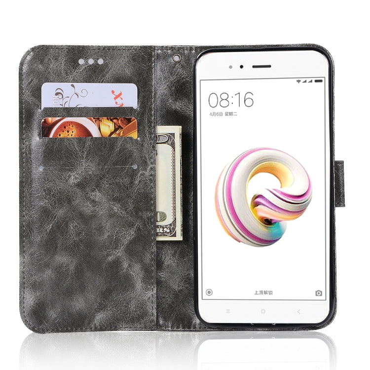 For Xiaomi Mi 5X Retro Copper Button Crazy Horse Horizontal Flip PU Leather Case with Holder & Card Slots & Wallet & Lanyard