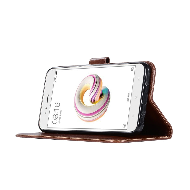 For Xiaomi Mi 5X Retro Copper Button Crazy Horse Horizontal Flip PU Leather Case with Holder & Card Slots & Wallet & Lanyard