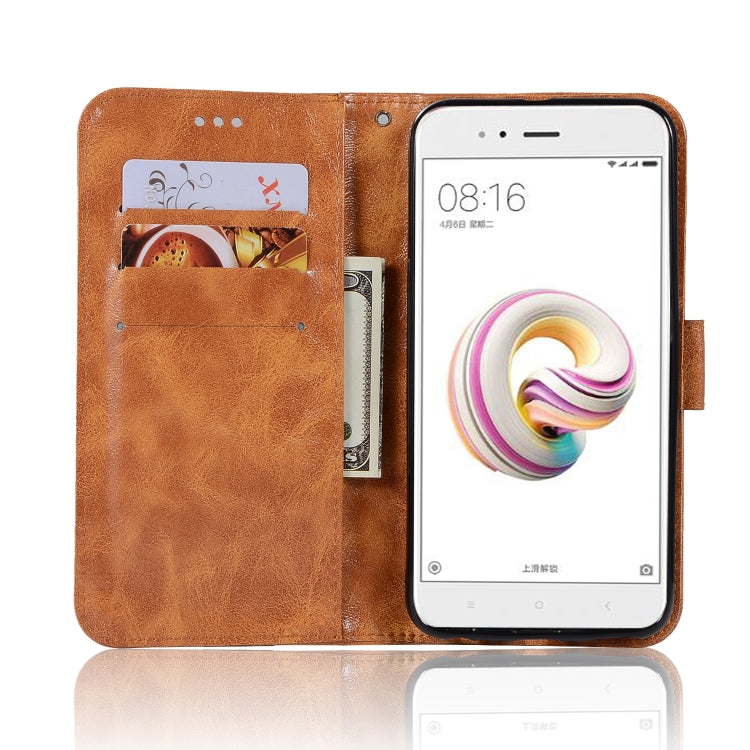 For Xiaomi Mi 5X Retro Copper Button Crazy Horse Horizontal Flip PU Leather Case with Holder & Card Slots & Wallet & Lanyard