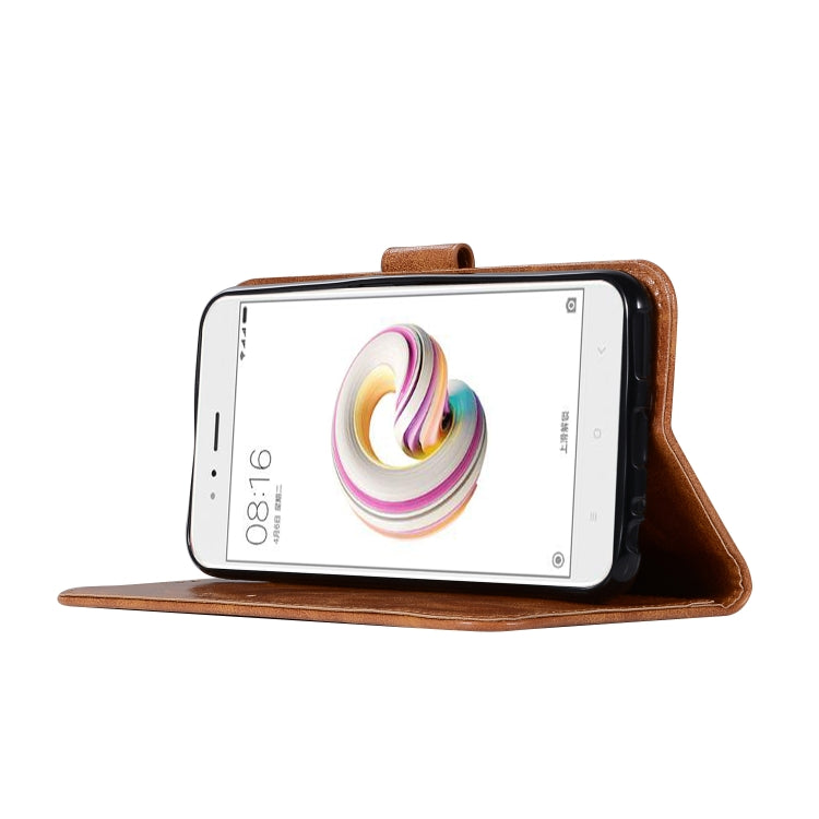 For Xiaomi Mi 5X Retro Copper Button Crazy Horse Horizontal Flip PU Leather Case with Holder & Card Slots & Wallet & Lanyard