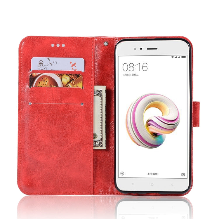 For Xiaomi Mi 5X Retro Copper Button Crazy Horse Horizontal Flip PU Leather Case with Holder & Card Slots & Wallet & Lanyard