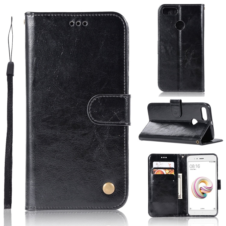 For Xiaomi Mi 5X Retro Copper Button Crazy Horse Horizontal Flip PU Leather Case with Holder & Card Slots & Wallet & Lanyard