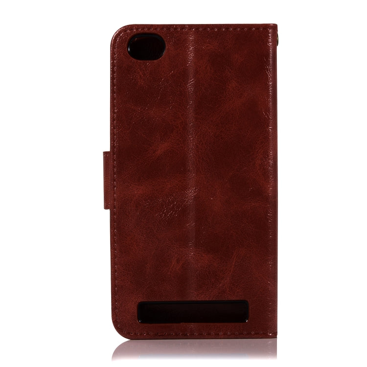 For Xiaomi Redmi 5A Retro Copper Button Crazy Horse Horizontal Flip PU Leather Case with Holder & Card Slots & Wallet & Lanyard