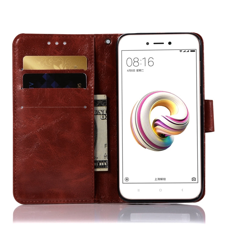For Xiaomi Redmi 5A Retro Copper Button Crazy Horse Horizontal Flip PU Leather Case with Holder & Card Slots & Wallet & Lanyard