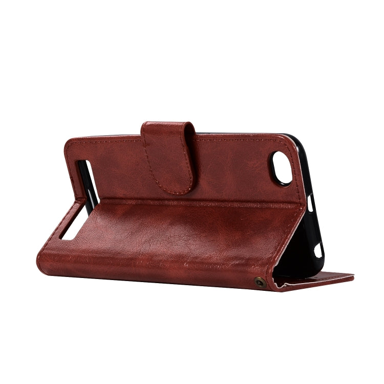 For Xiaomi Redmi 5A Retro Copper Button Crazy Horse Horizontal Flip PU Leather Case with Holder & Card Slots & Wallet & Lanyard