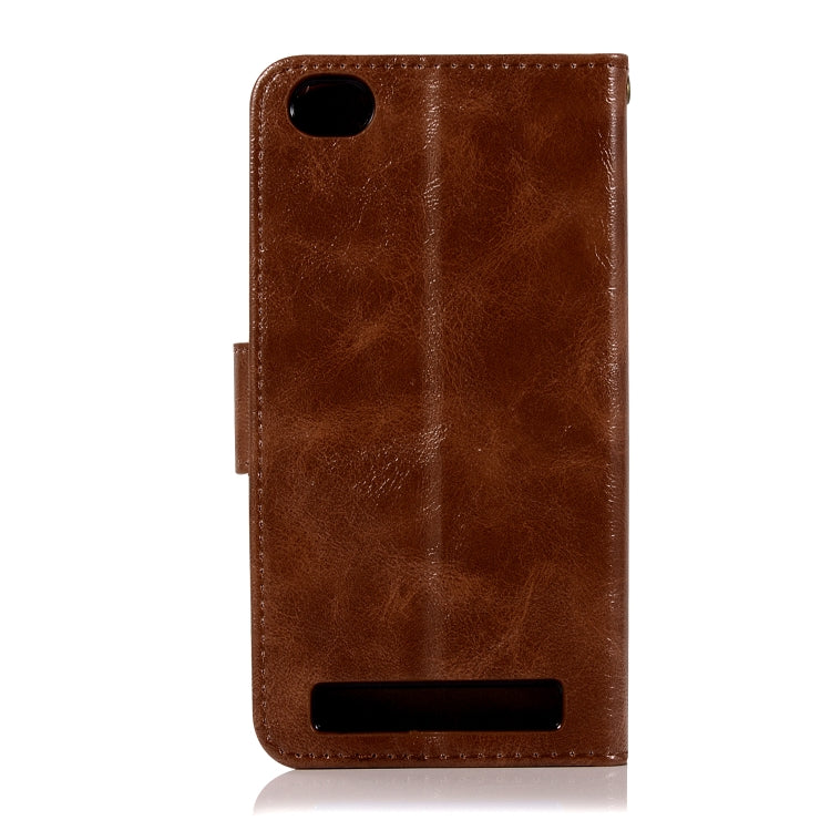 For Xiaomi Redmi 5A Retro Copper Button Crazy Horse Horizontal Flip PU Leather Case with Holder & Card Slots & Wallet & Lanyard