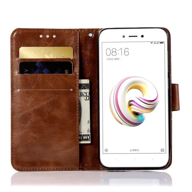 For Xiaomi Redmi 5A Retro Copper Button Crazy Horse Horizontal Flip PU Leather Case with Holder & Card Slots & Wallet & Lanyard