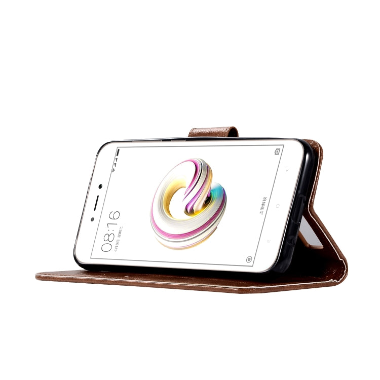 For Xiaomi Redmi 5A Retro Copper Button Crazy Horse Horizontal Flip PU Leather Case with Holder & Card Slots & Wallet & Lanyard