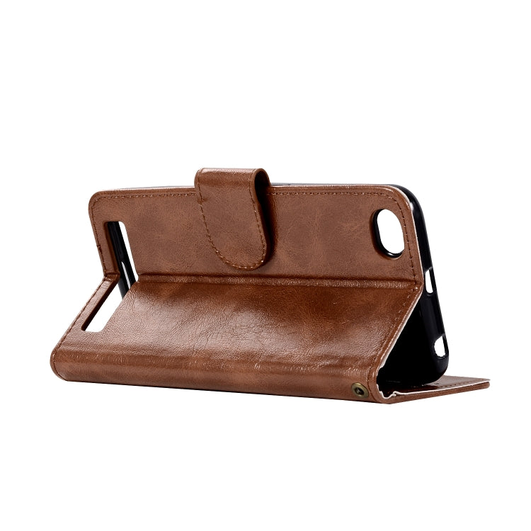 For Xiaomi Redmi 5A Retro Copper Button Crazy Horse Horizontal Flip PU Leather Case with Holder & Card Slots & Wallet & Lanyard