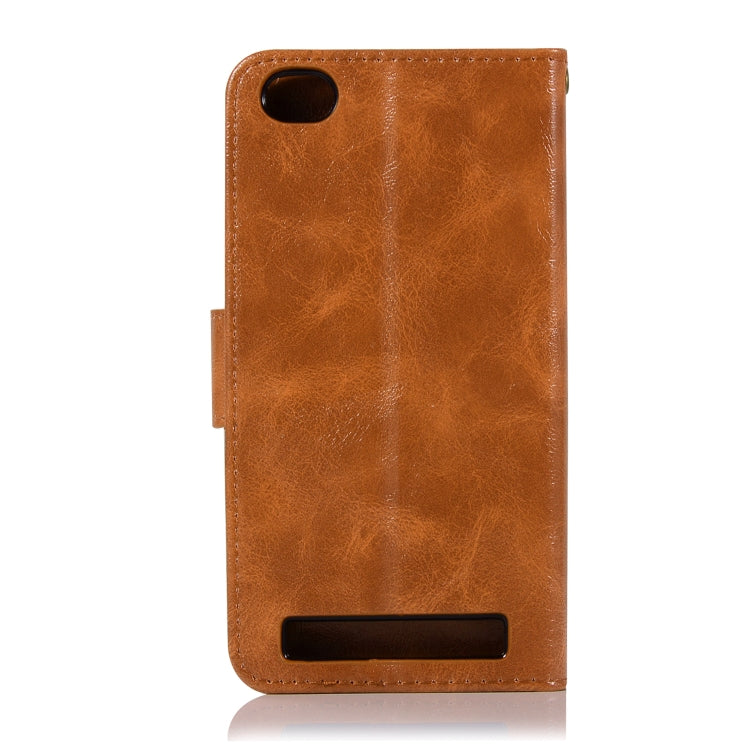 For Xiaomi Redmi 5A Retro Copper Button Crazy Horse Horizontal Flip PU Leather Case with Holder & Card Slots & Wallet & Lanyard