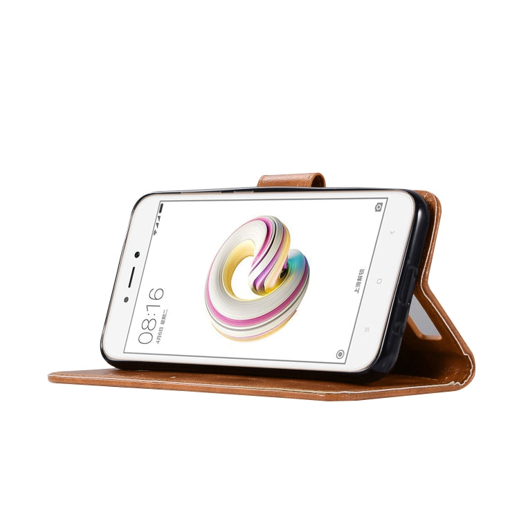 For Xiaomi Redmi 5A Retro Copper Button Crazy Horse Horizontal Flip PU Leather Case with Holder & Card Slots & Wallet & Lanyard