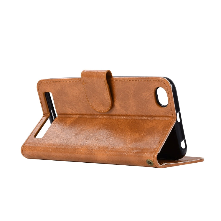 For Xiaomi Redmi 5A Retro Copper Button Crazy Horse Horizontal Flip PU Leather Case with Holder & Card Slots & Wallet & Lanyard