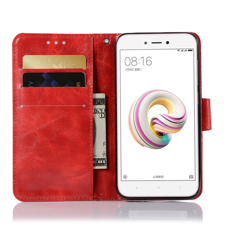 For Xiaomi Redmi 5A Retro Copper Button Crazy Horse Horizontal Flip PU Leather Case with Holder & Card Slots & Wallet & Lanyard
