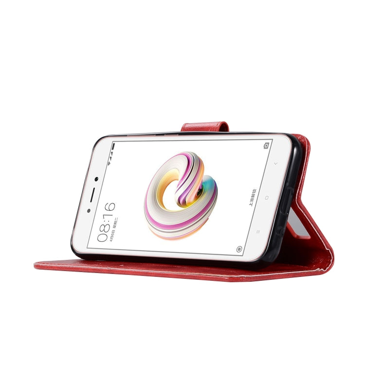 For Xiaomi Redmi 5A Retro Copper Button Crazy Horse Horizontal Flip PU Leather Case with Holder & Card Slots & Wallet & Lanyard