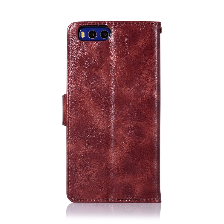 For Xiaomi Mi 6 Retro Copper Button Crazy Horse Horizontal Flip PU Leather Case with Holder & Card Slots & Wallet & Lanyard